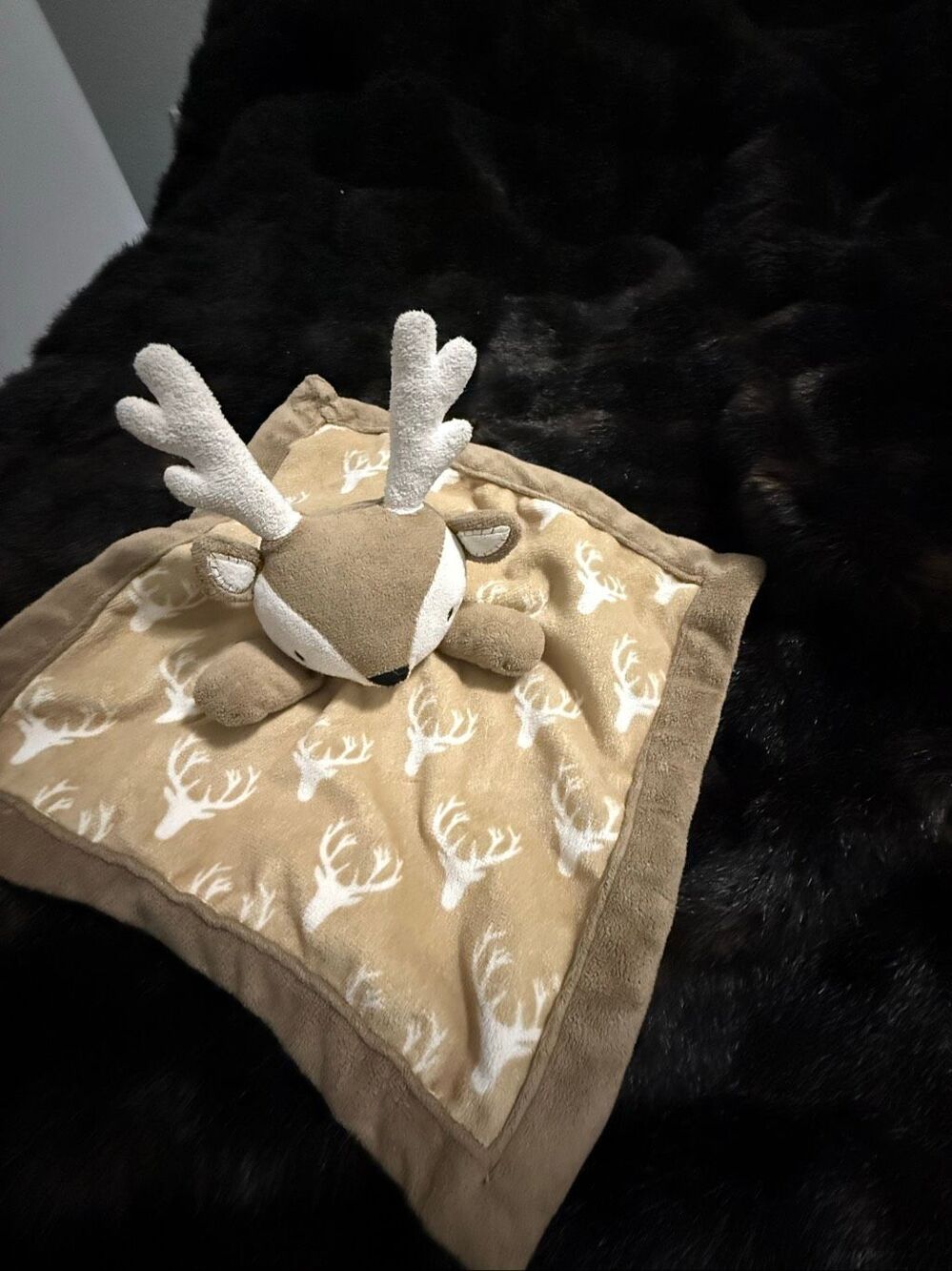 Levtex Baby Deer Security Blanket Soft Cuddly Lovey Plush Brown White